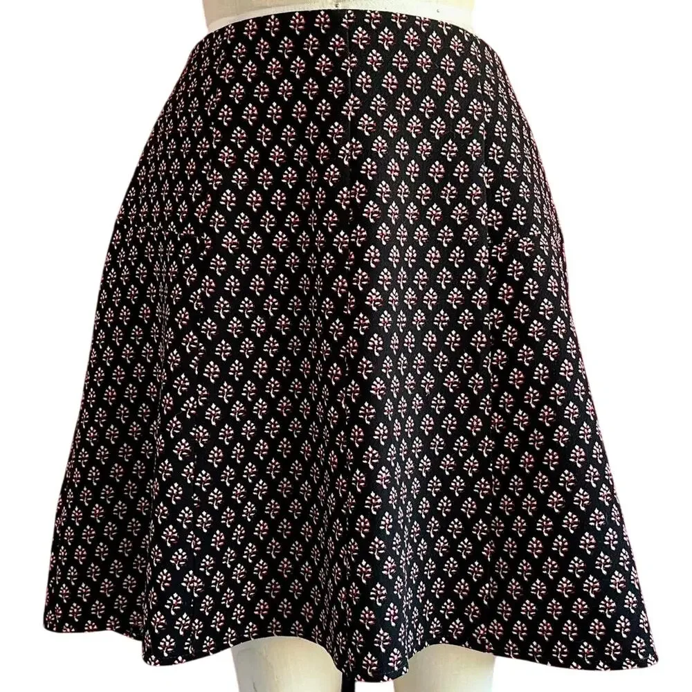 Womens Skirt Size 8 Black Red Flare HighWaist Twee Professional Coquette Office - Picture 1 of 7